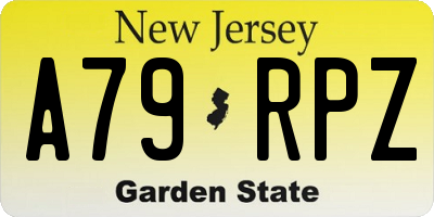 NJ license plate A79RPZ