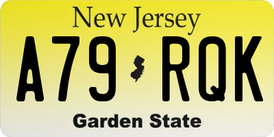 NJ license plate A79RQK
