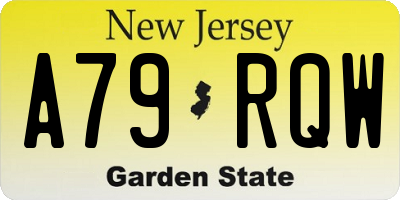 NJ license plate A79RQW
