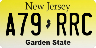 NJ license plate A79RRC