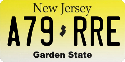 NJ license plate A79RRE