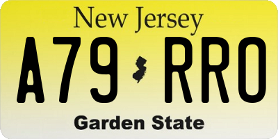 NJ license plate A79RRO