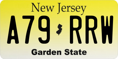 NJ license plate A79RRW