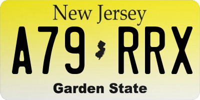 NJ license plate A79RRX