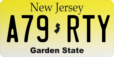 NJ license plate A79RTY