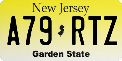 NJ license plate A79RTZ