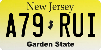 NJ license plate A79RUI