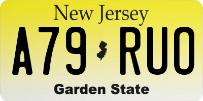 NJ license plate A79RUO
