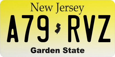 NJ license plate A79RVZ