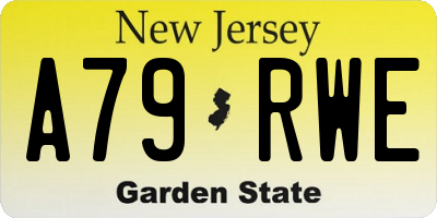 NJ license plate A79RWE