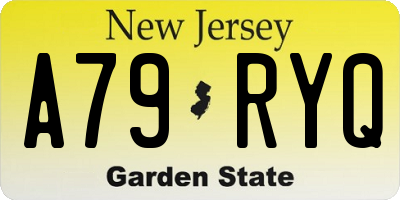 NJ license plate A79RYQ