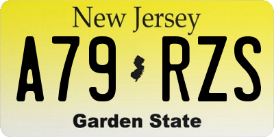 NJ license plate A79RZS