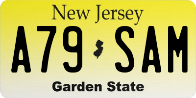 NJ license plate A79SAM