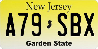 NJ license plate A79SBX