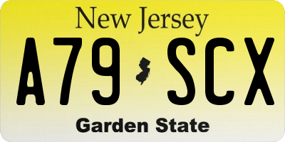 NJ license plate A79SCX