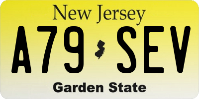 NJ license plate A79SEV