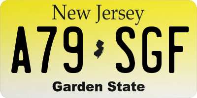 NJ license plate A79SGF