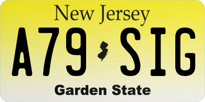 NJ license plate A79SIG