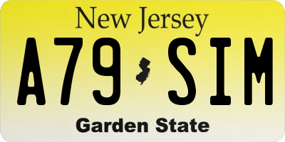 NJ license plate A79SIM