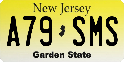 NJ license plate A79SMS