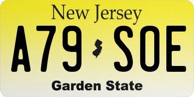 NJ license plate A79SOE