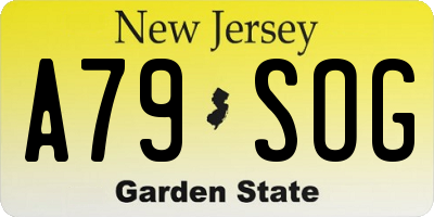 NJ license plate A79SOG
