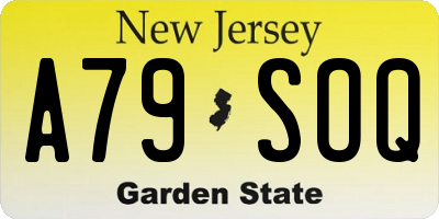 NJ license plate A79SOQ