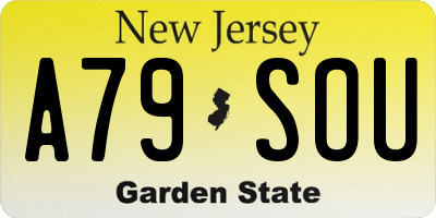 NJ license plate A79SOU