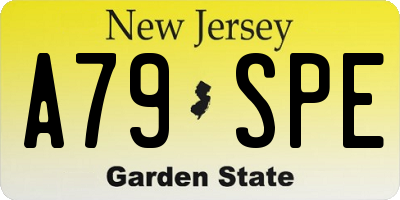 NJ license plate A79SPE