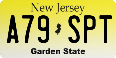 NJ license plate A79SPT