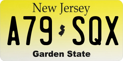 NJ license plate A79SQX