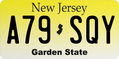 NJ license plate A79SQY
