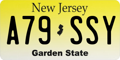 NJ license plate A79SSY