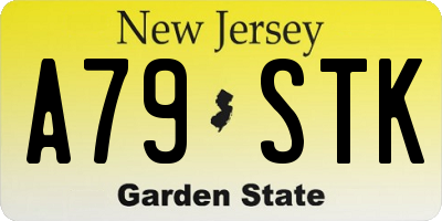 NJ license plate A79STK