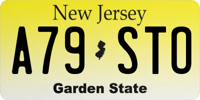 NJ license plate A79STO