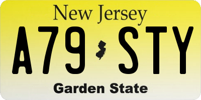 NJ license plate A79STY
