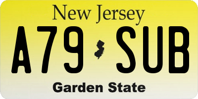 NJ license plate A79SUB