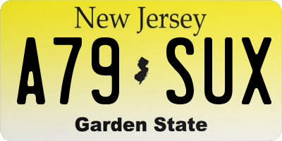 NJ license plate A79SUX