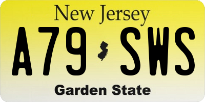 NJ license plate A79SWS