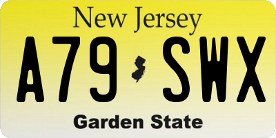 NJ license plate A79SWX