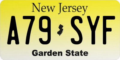 NJ license plate A79SYF