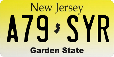 NJ license plate A79SYR