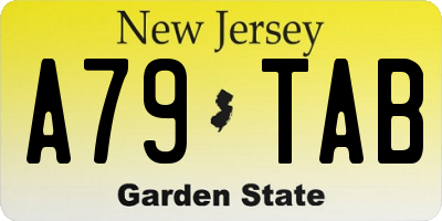 NJ license plate A79TAB