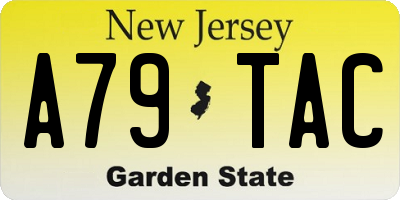 NJ license plate A79TAC