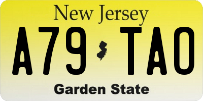 NJ license plate A79TAO