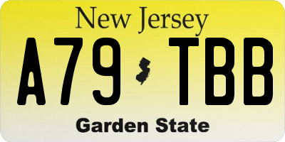 NJ license plate A79TBB