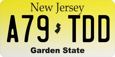 NJ license plate A79TDD