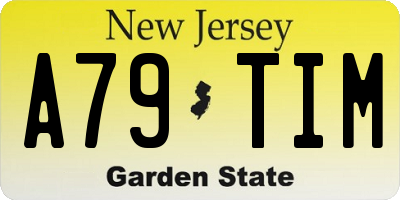 NJ license plate A79TIM