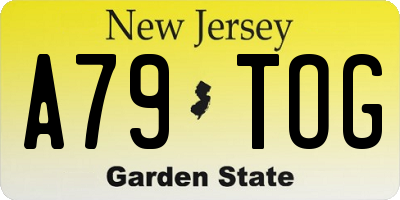 NJ license plate A79TOG