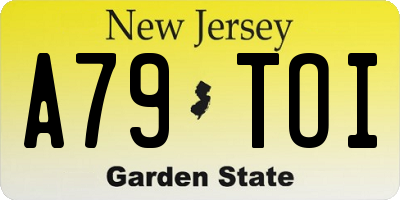 NJ license plate A79TOI